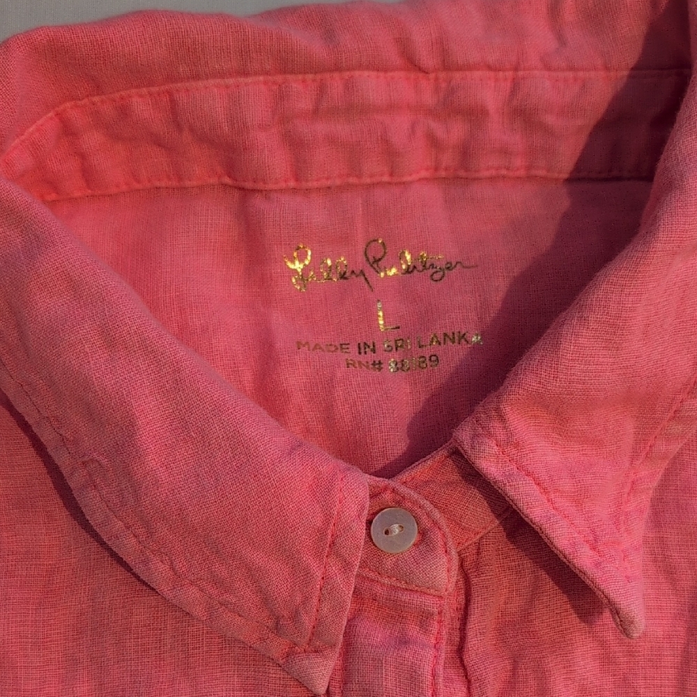Lilly Pulitzer Coral Button-Up Shirt - Picture 2 of 4